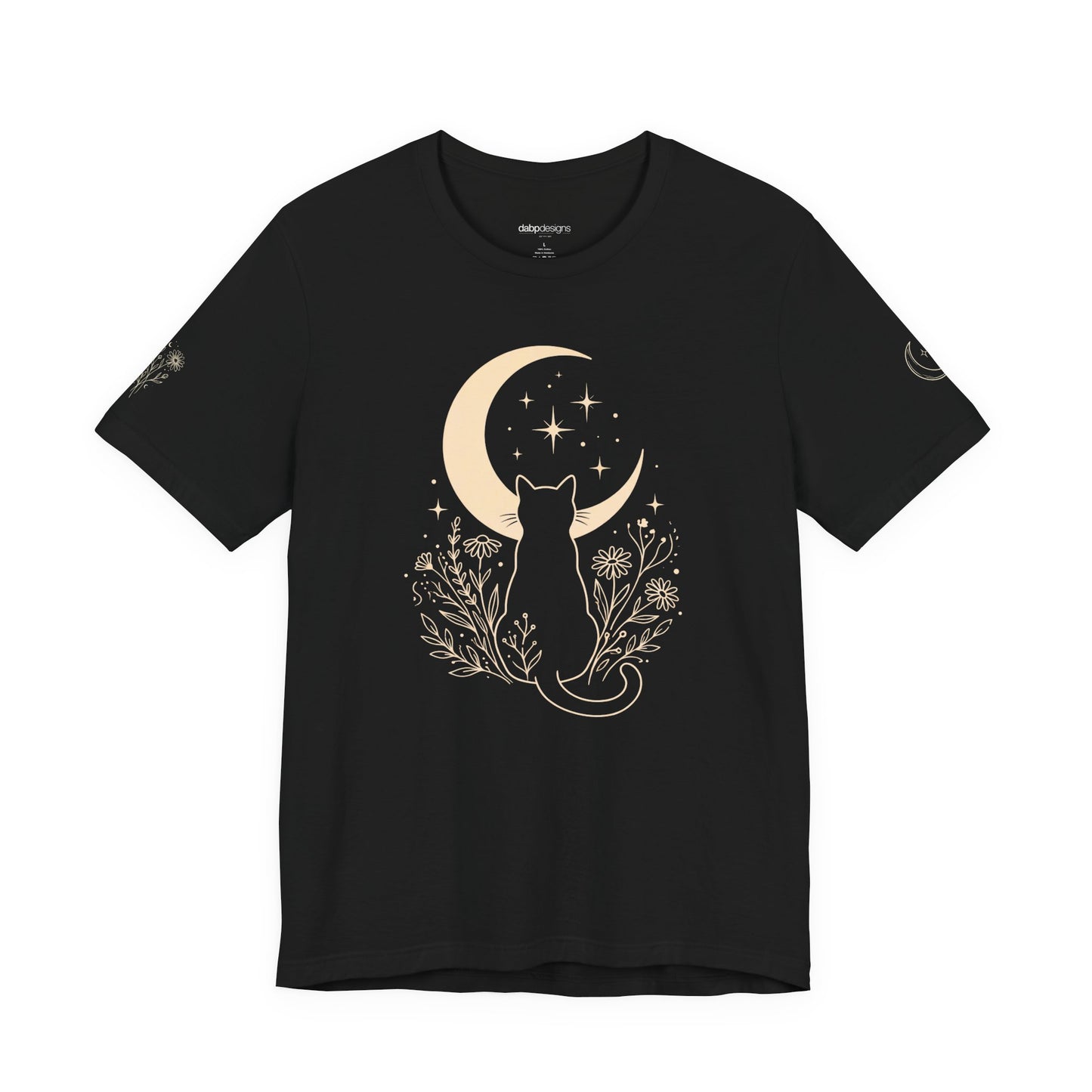 Moon Garden Watcher Cat Celestial Tee
