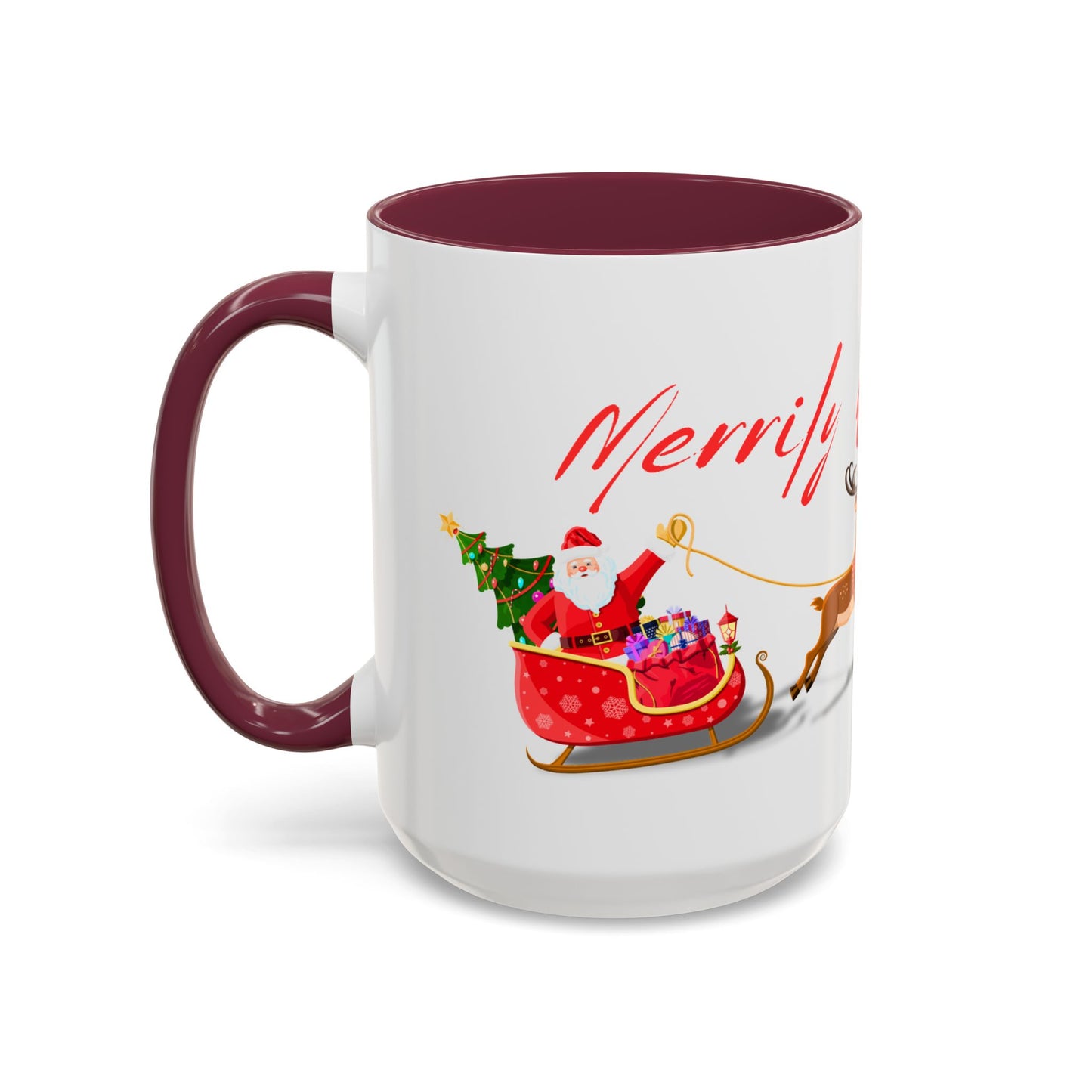 Merrily On High! Santa & Reindeer Mug