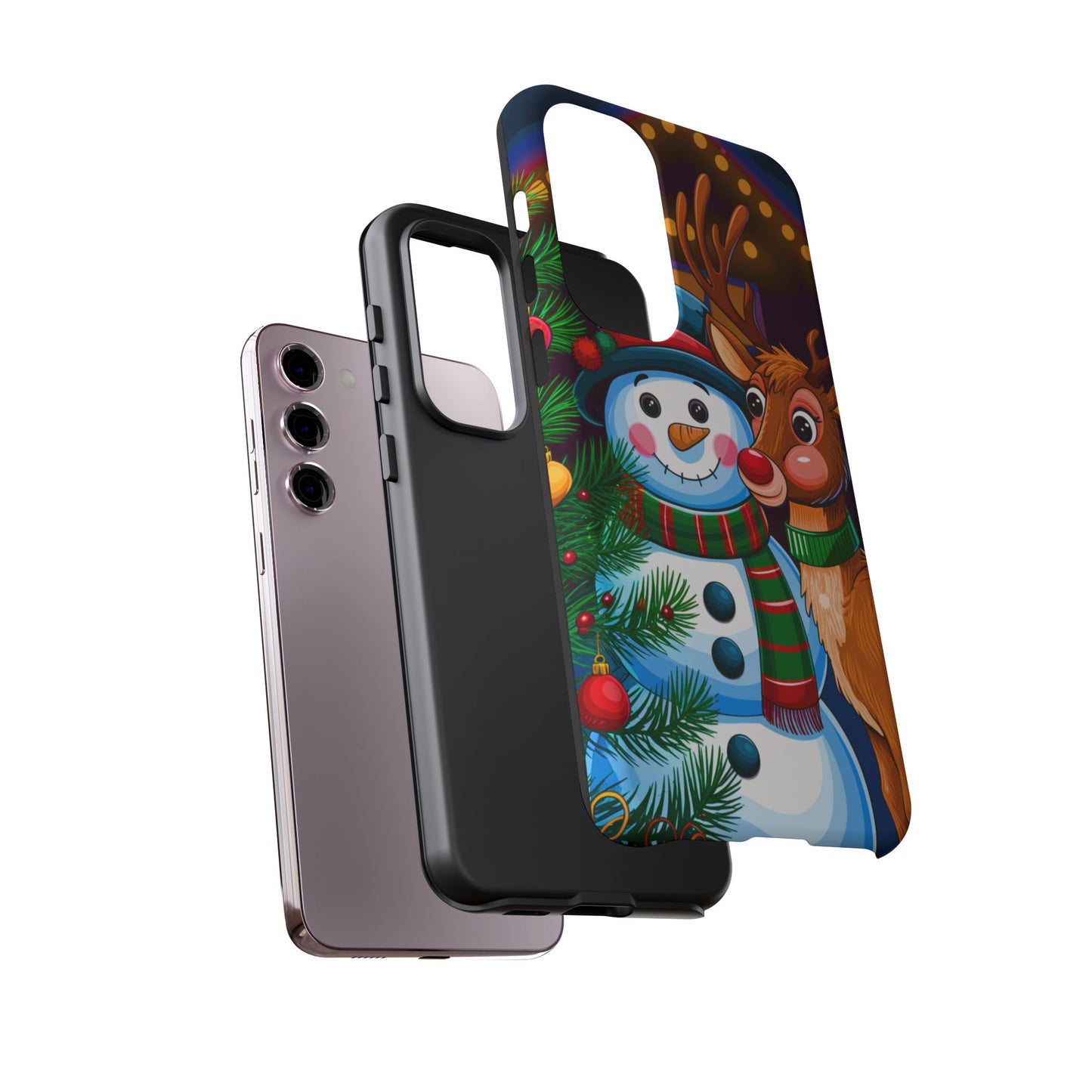 Festive Snowman and Reindeer Christmas Phone Case