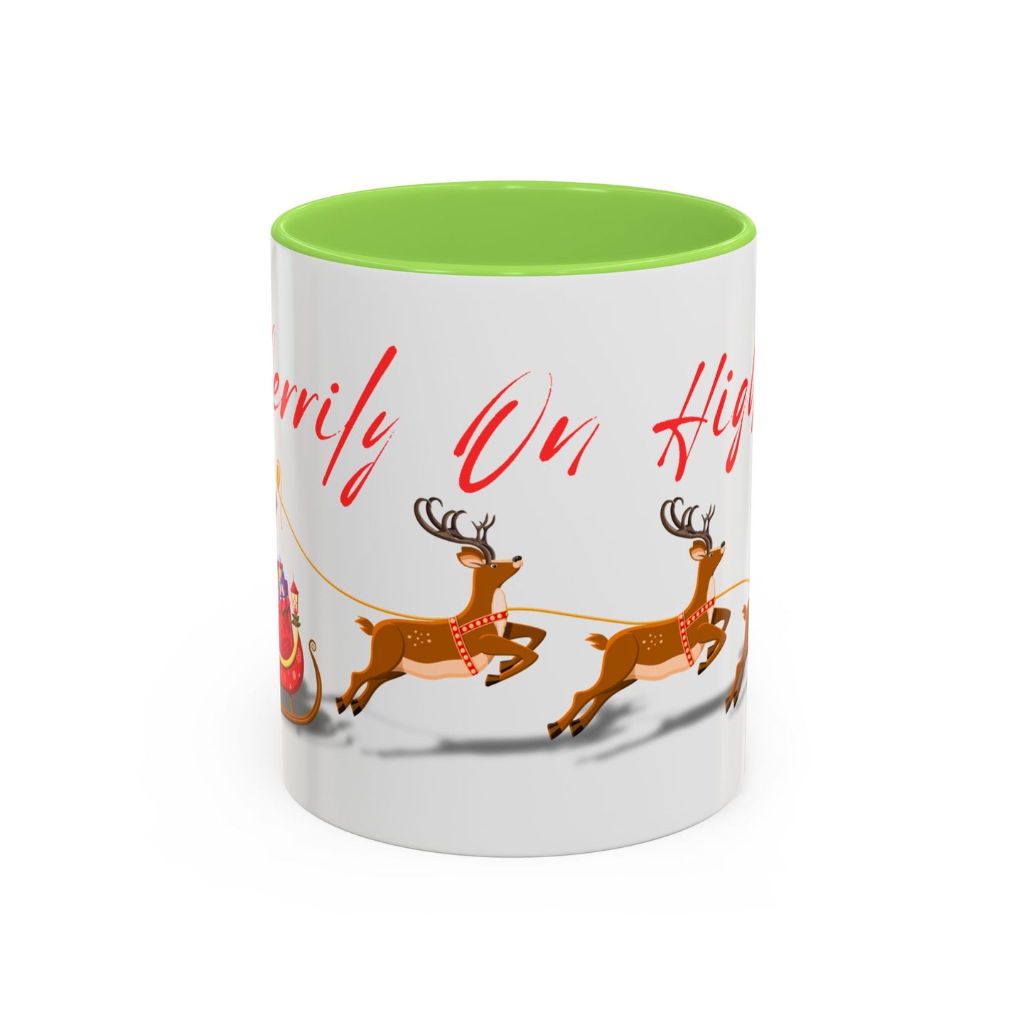 Merrily On High! Santa & Reindeer Mug