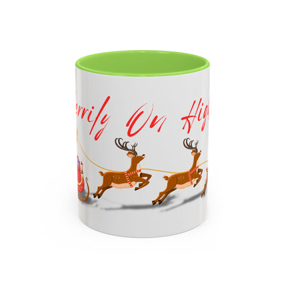Merrily On High! Santa & Reindeer Mug