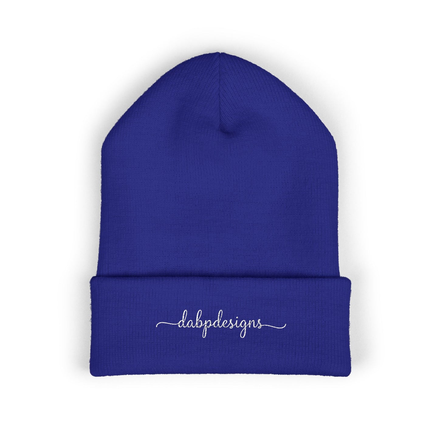 Embroidered Cuffed Beanie – dabpdesigns Minimal White Stitch Logo