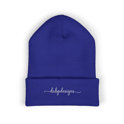 Embroidered Cuffed Beanie – dabpdesigns Minimal White Stitch Logo