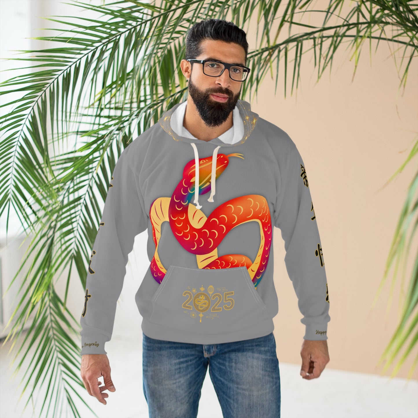 2025 Year of the Snake – Chinese New Year Unisex Hoodie [Grey Edition]