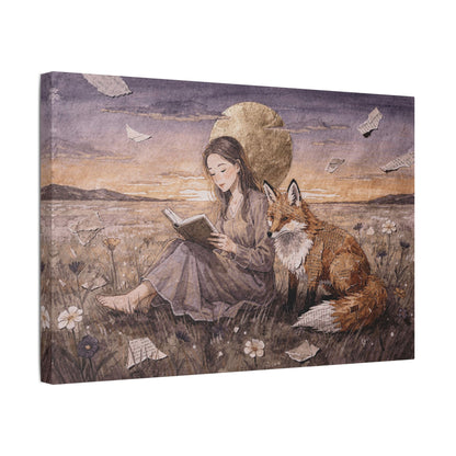 Meadow at Dusk – A Quiet Reading | Storybook Canvas Art