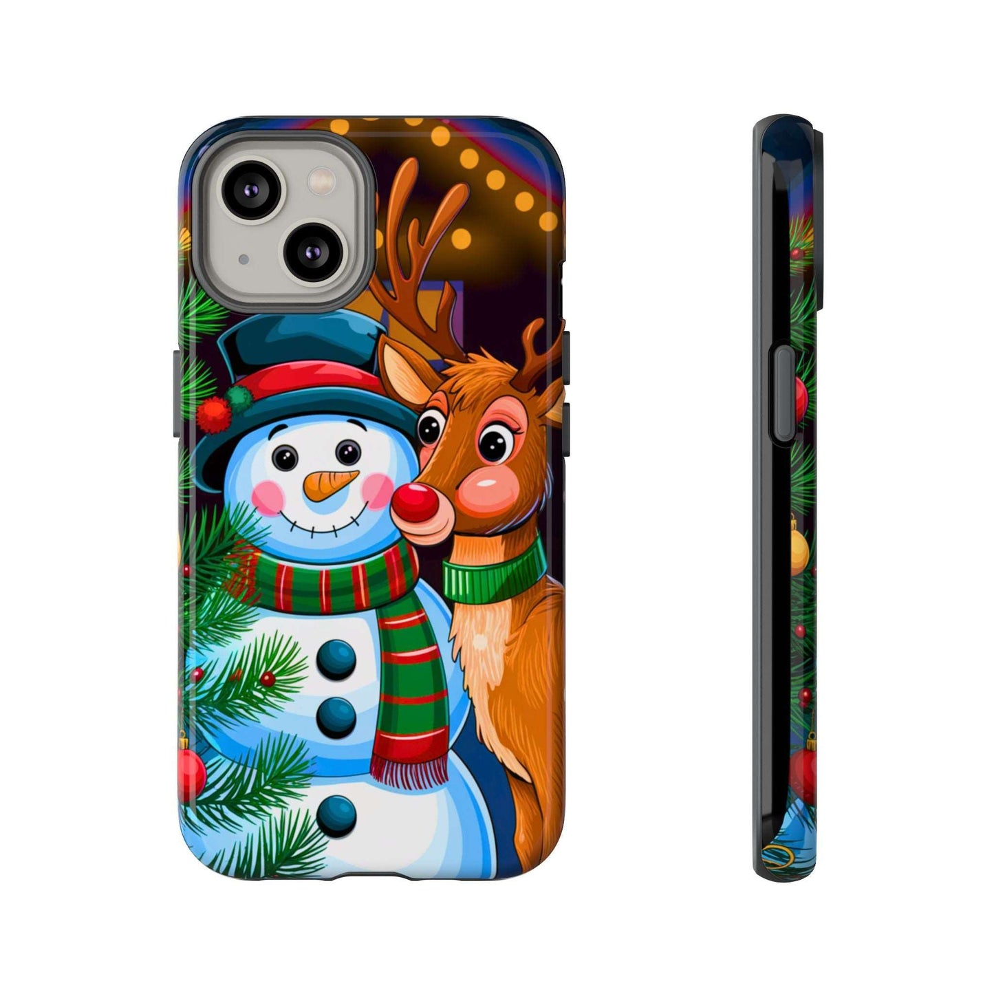 Festive Snowman and Reindeer Christmas Phone Case