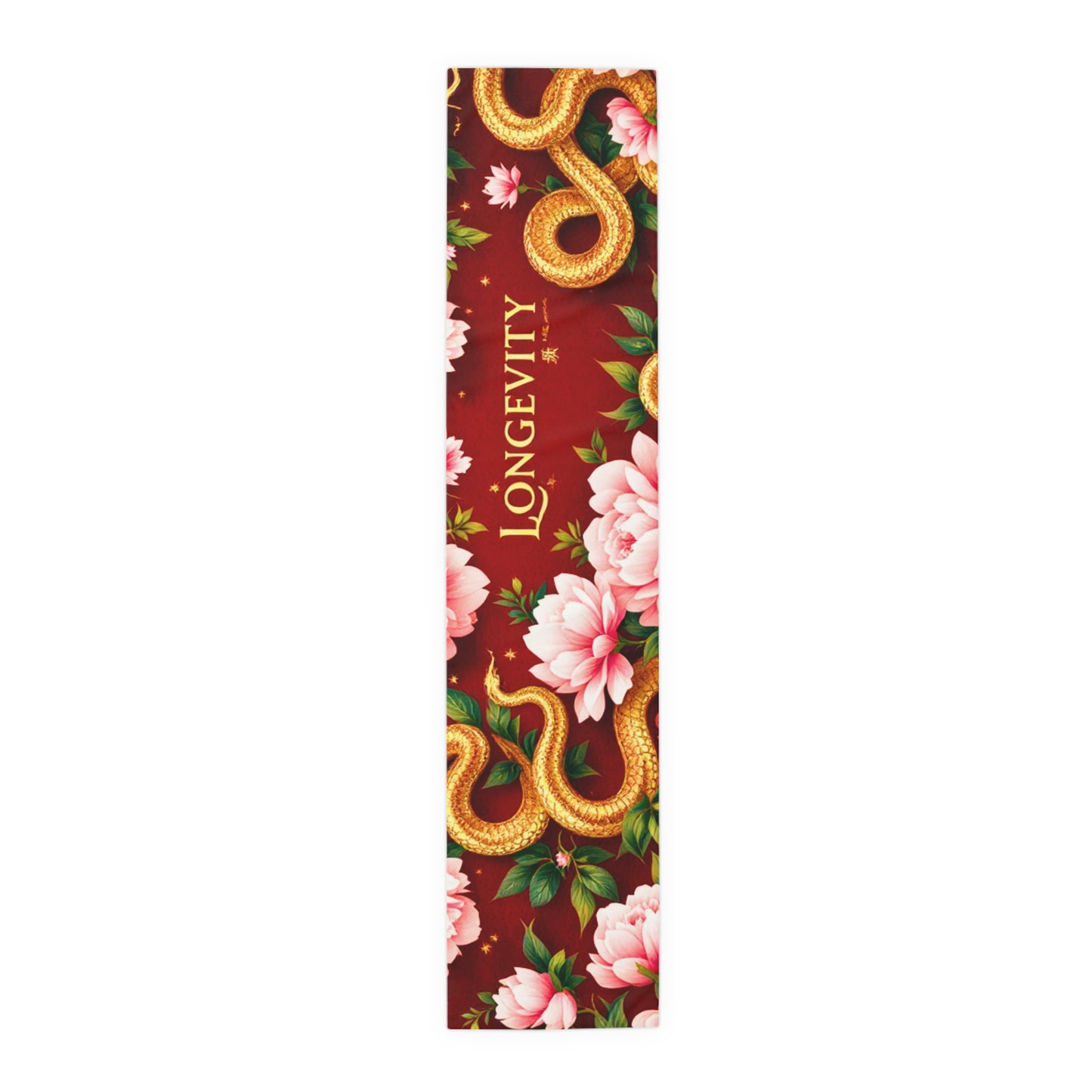 Chinese New Year 2025 Table Runner – "Longevity" Golden Snake Design