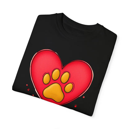 Comfort Colors 1717 Unisex Garment-Dyed T-shirt - "You’re Pawfect!" Adorable Heart and Paw Valentine's Day Design [Color Set 2]