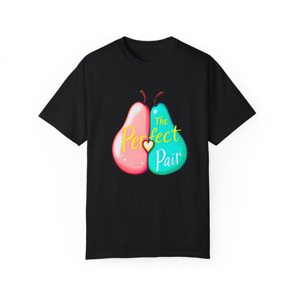 Comfort Colors 1717 Unisex Garment-Dyed T-shirt - "The Perfect Pair" Cute Pear Couple Design (v2)