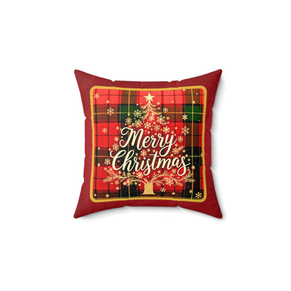 Plaid Merry Christmas Pillow – Festive Holiday Décor