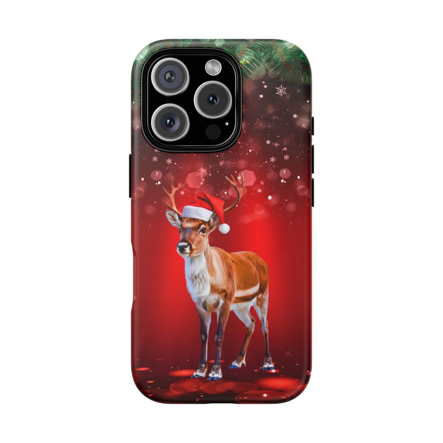 Festive Reindeer No.1 – Santa Hat with Holiday Lights Design for iPhone, Samsung & Google Models