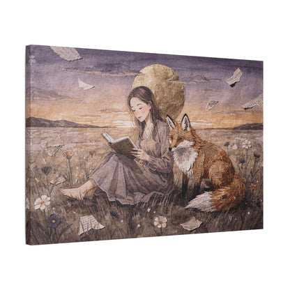 Meadow at Dusk – A Quiet Reading | Storybook Canvas Art