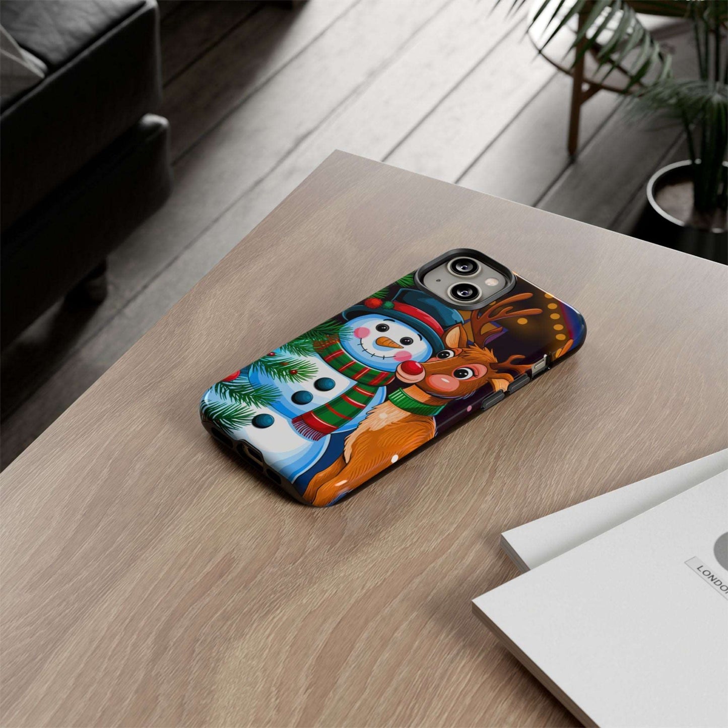 Festive Snowman and Reindeer Christmas Phone Case