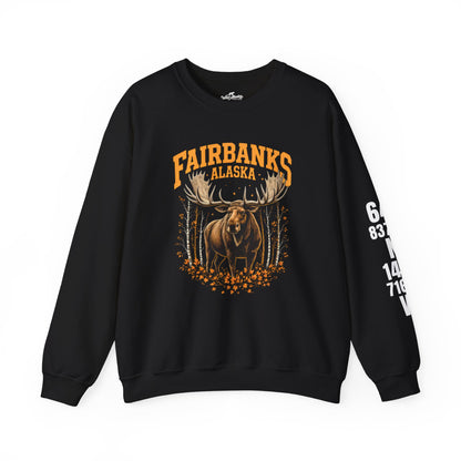 Fairbanks Moose Cotton Crewneck Sweatshirt | Wild Alaska Series Edition 🦌🍁