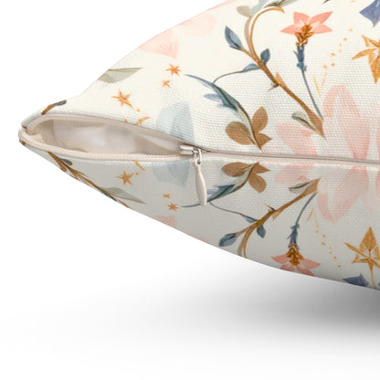 Blush Blossom Harmony – Elegant Floral Art Deco Design Throw Pillow