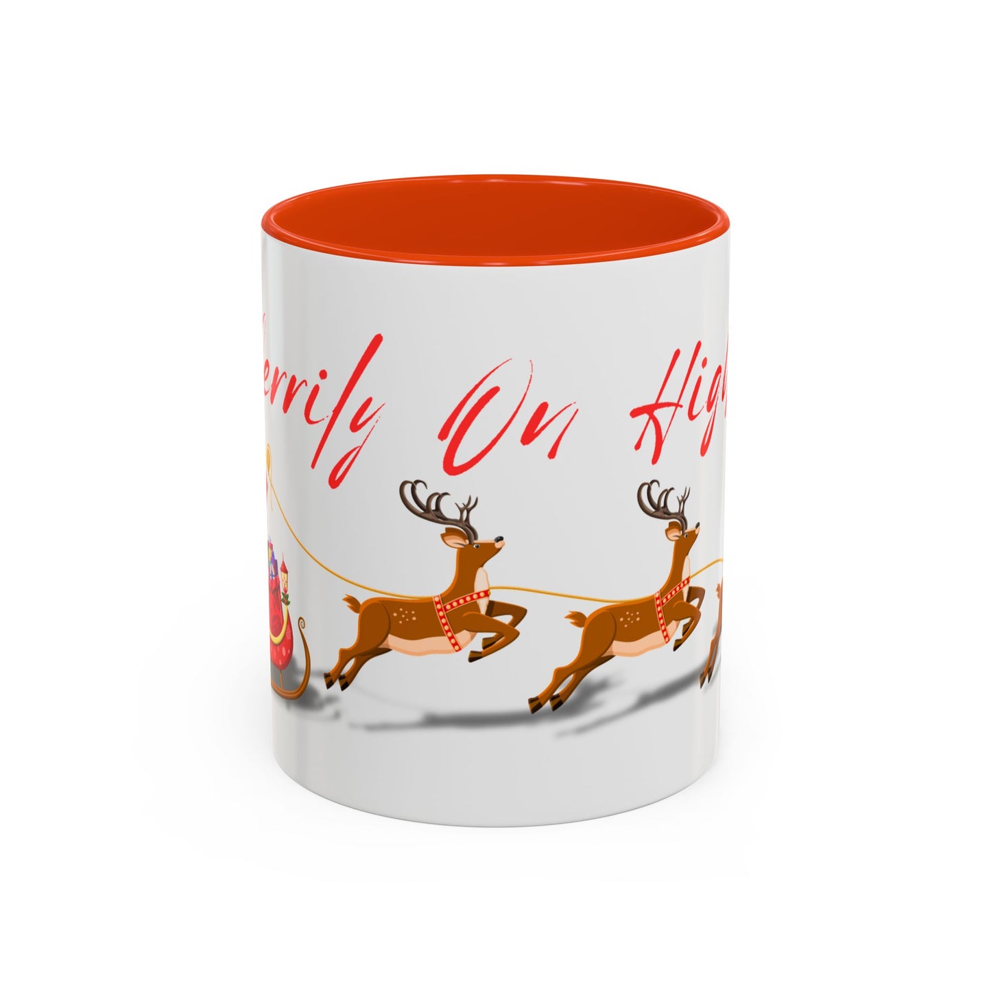 Merrily On High! Santa & Reindeer Mug