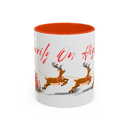 Merrily On High! Santa & Reindeer Mug