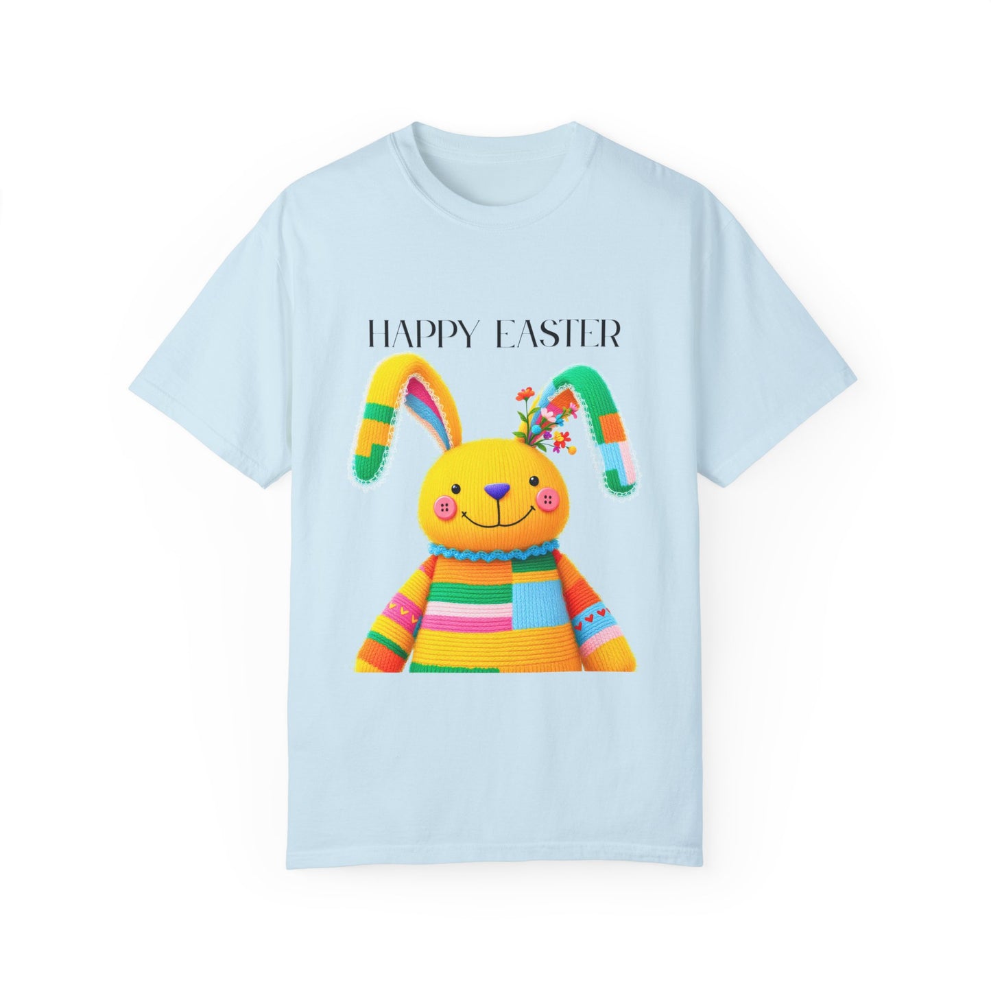 Comfort Colors 1717 Unisex Garment-Dyed T-shirt - Patchwork Bunny Bliss – Knitted Toy Happy Easter