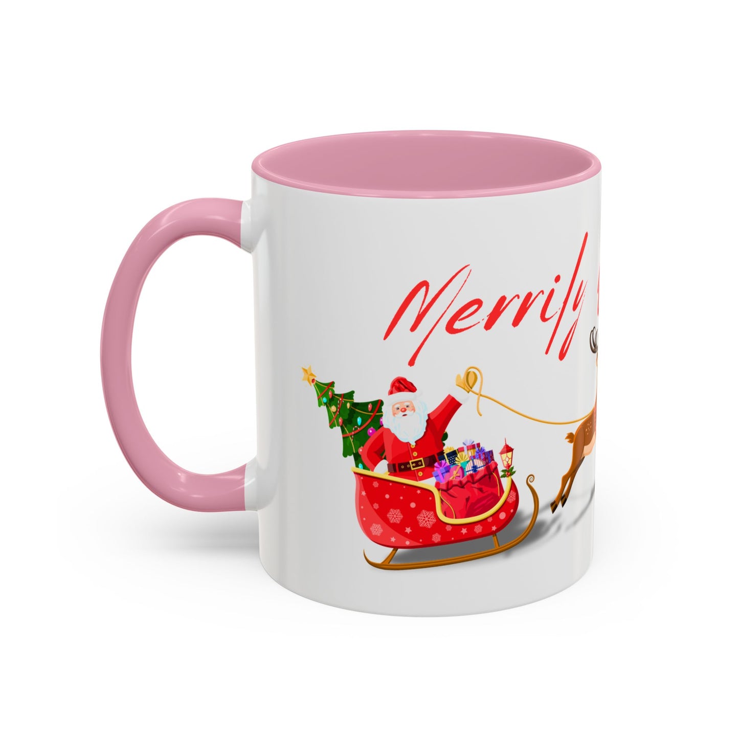 Merrily On High! Santa & Reindeer Mug