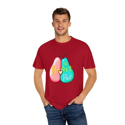 Comfort Colors 1717 Unisex Garment-Dyed T-shirt - "The Perfect Pair" Cute Pear Couple Design (v2)
