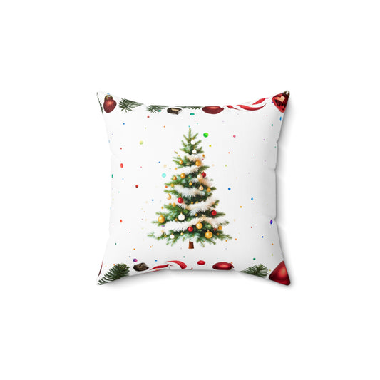 Elegant Christmas Tree Pillow - Candy Cane Border