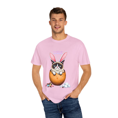Comfort Colors 1717 Unisex Garment-Dyed T-shirt - “I’m Only Here for the Snacks” Funny Easter Bunny Cat Tee