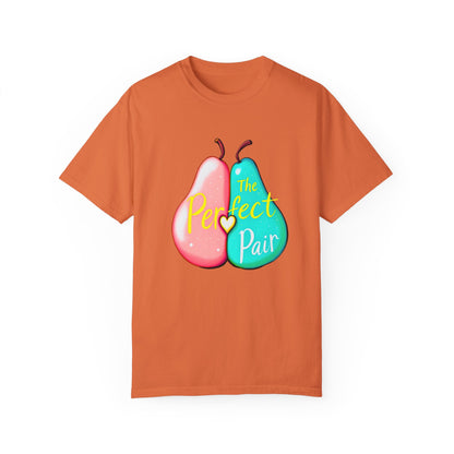 Comfort Colors 1717 Unisex Garment-Dyed T-shirt - "The Perfect Pair" Cute Pear Couple Design (v2)