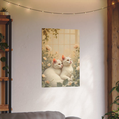 Chatons en chocolat blanc : Impression giclée d'art floral d'hiver serein