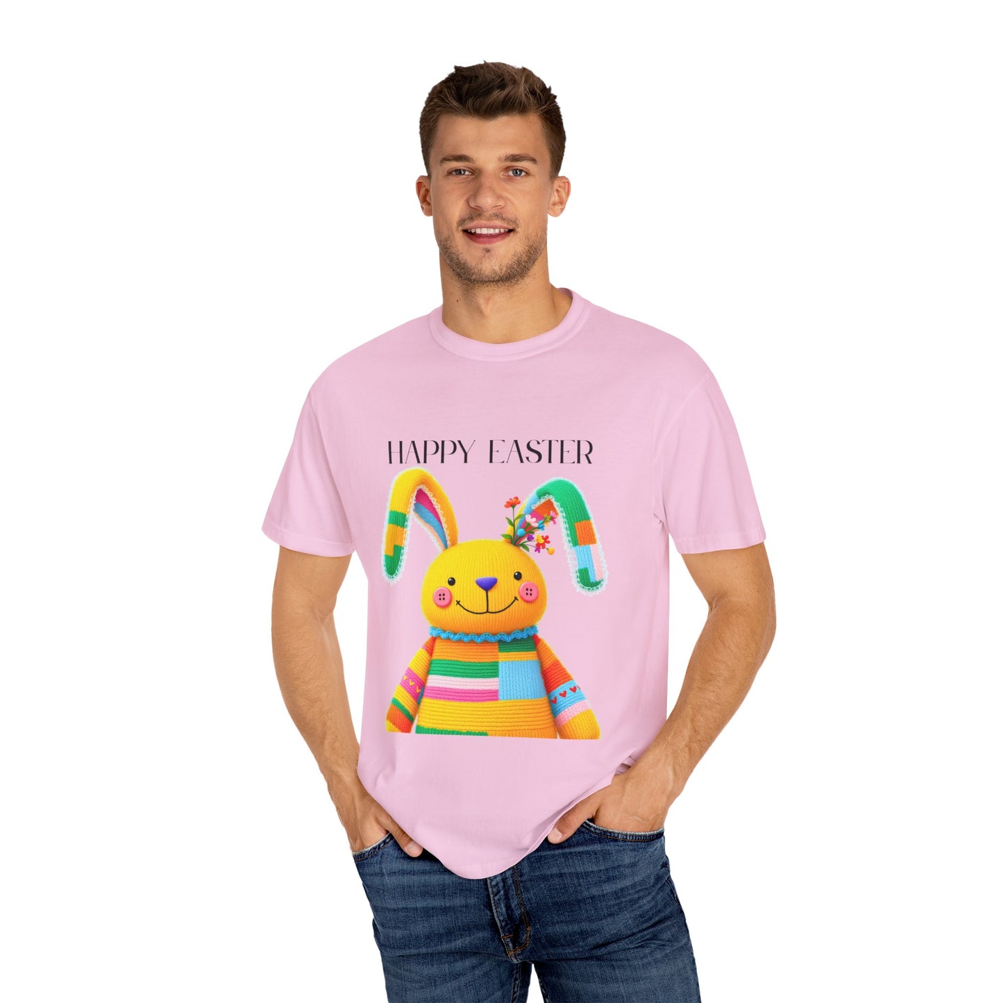 Comfort Colors 1717 Unisex Garment-Dyed T-shirt - Patchwork Bunny Bliss – Knitted Toy Happy Easter