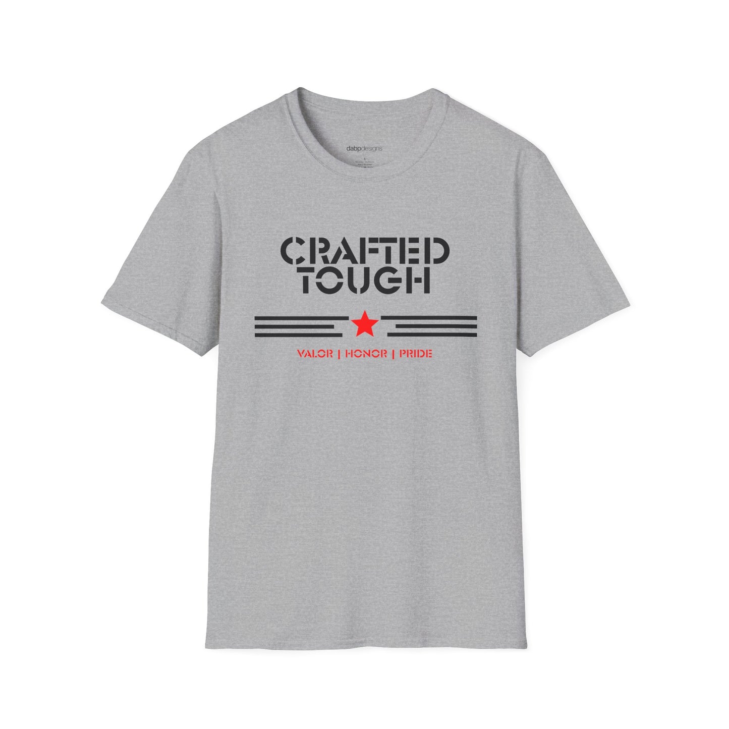 Gray t-shirt with 'Faith Family Freedom 1776' text on a white background