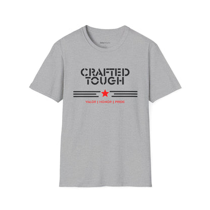Gray t-shirt with 'Faith Family Freedom 1776' text on a white background