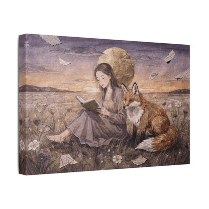 Meadow at Dusk – A Quiet Reading | Storybook Canvas Art