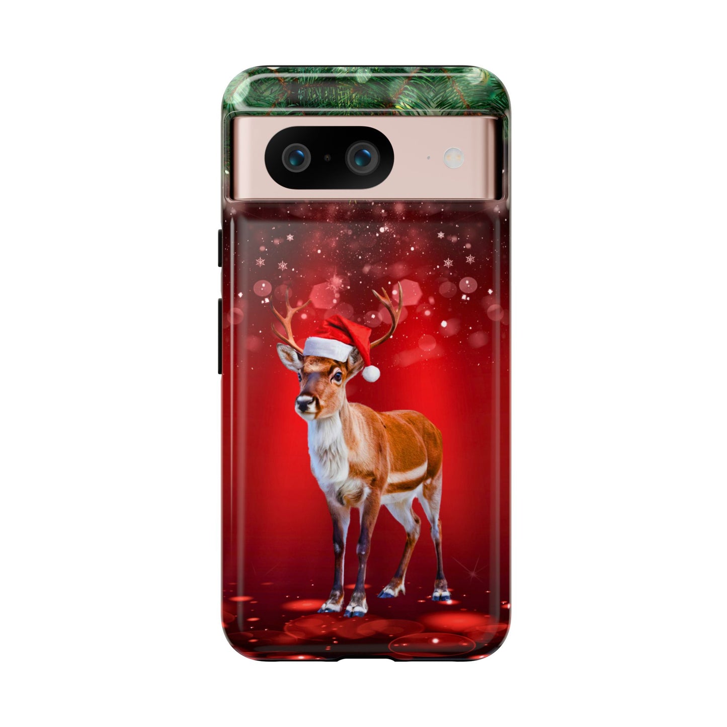 Festive Reindeer No.1 – Santa Hat with Holiday Lights Design for iPhone, Samsung & Google Models