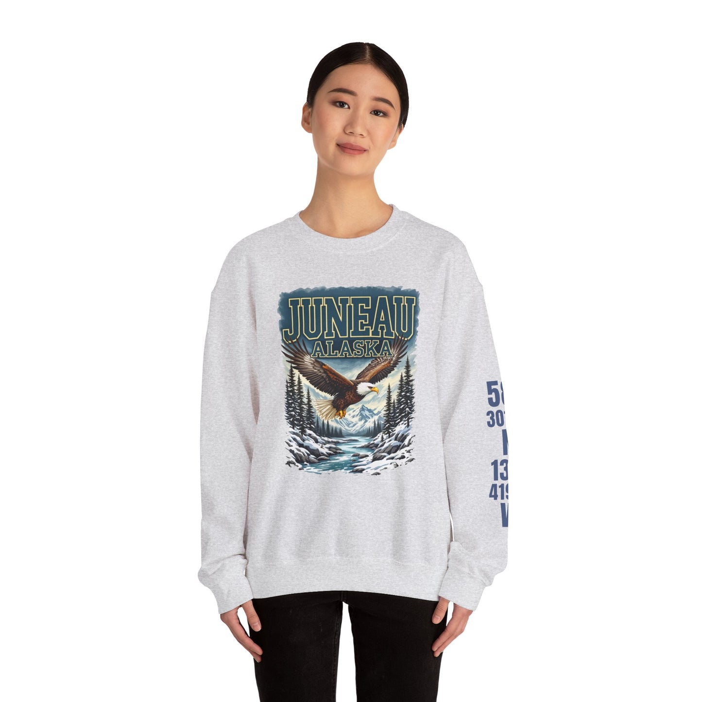 Juneau Bald Eagle Cotton Crewneck Sweatshirt | Wild Alaska Series Edition 🦅🌲❄️