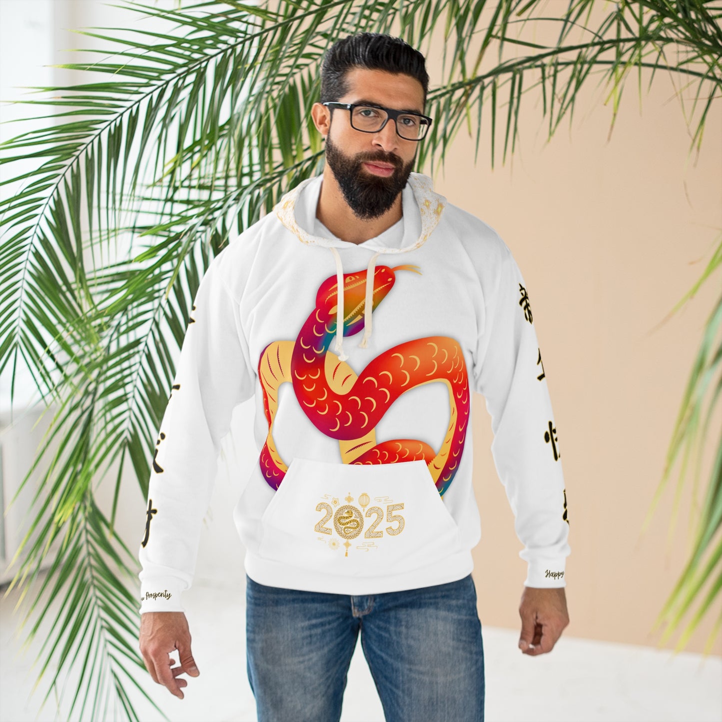 2025 Year of the Snake – Chinese New Year Unisex Hoodie [White Edition]