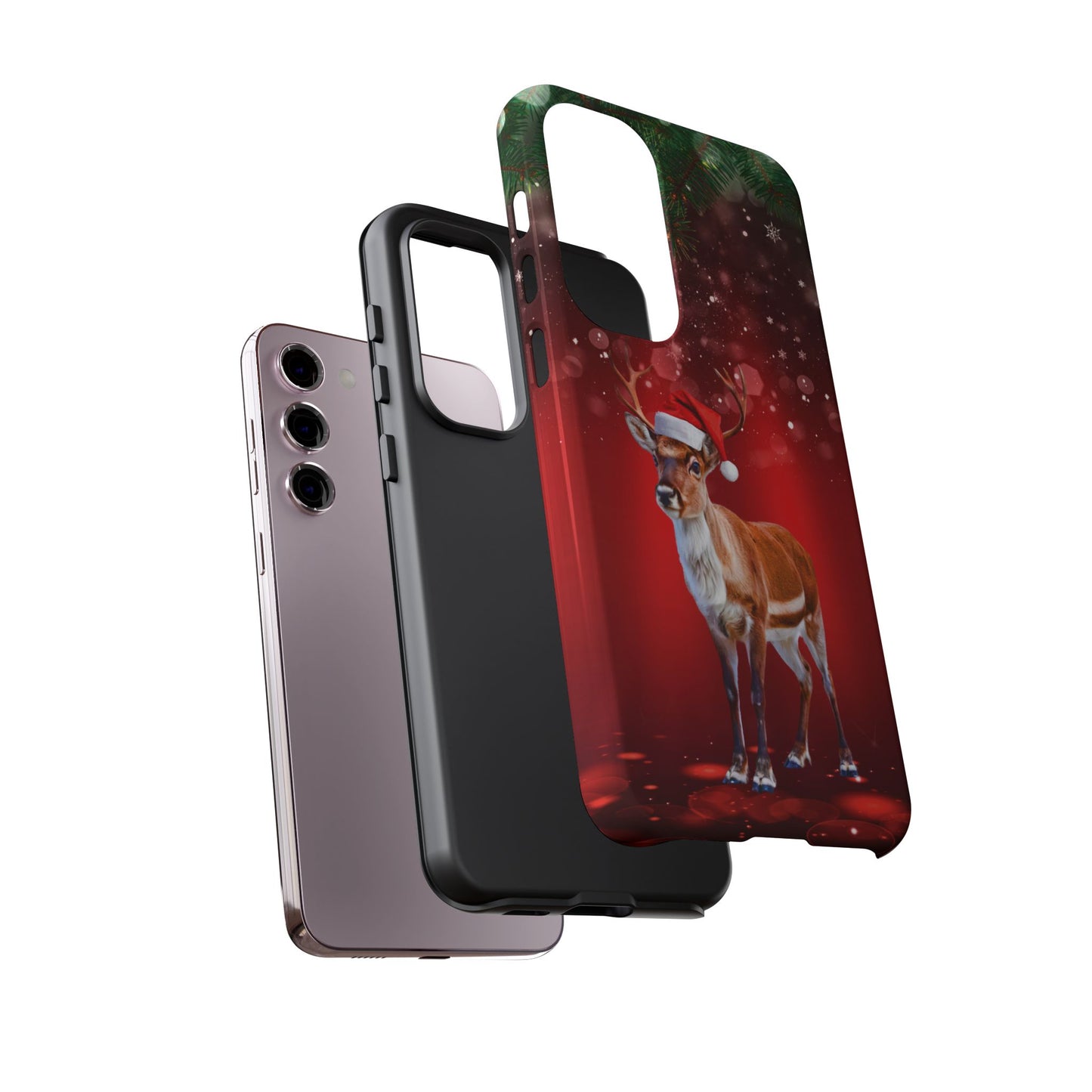 Festive Reindeer No.1 – Santa Hat with Holiday Lights Design for iPhone, Samsung & Google Models