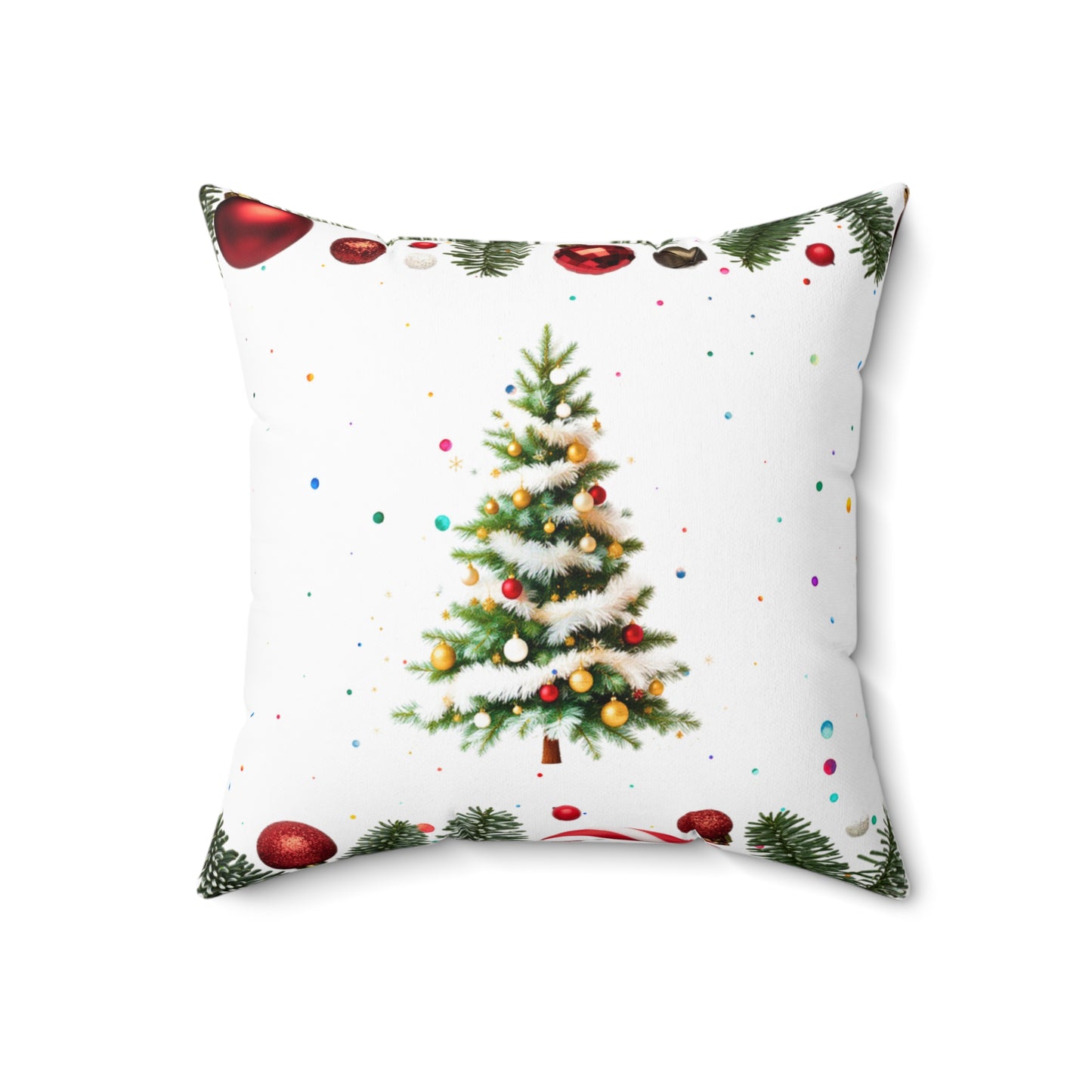 Elegant Christmas Tree Pillow - Candy Cane Border