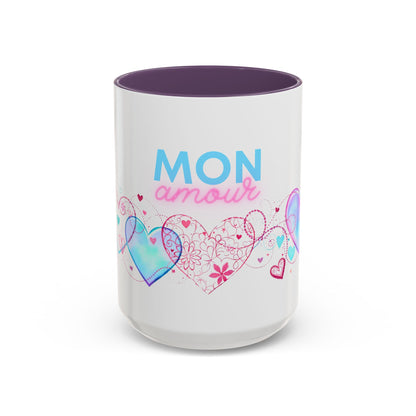 Mon amour/Pour toujours Valentine's Day Mug Set– Romantic French Gift for Couples [1 of 2] (11oz, 15oz)