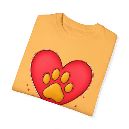Comfort Colors 1717 Unisex Garment-Dyed T-shirt - "You’re Pawfect!" Adorable Heart and Paw Valentine's Day Design [Color Set 1]