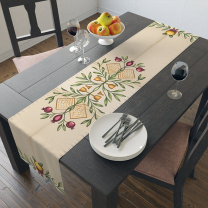 Pesach Sameach Table Runner Collection (v2) — Elegant Passover Seder Table Decor (16×72)