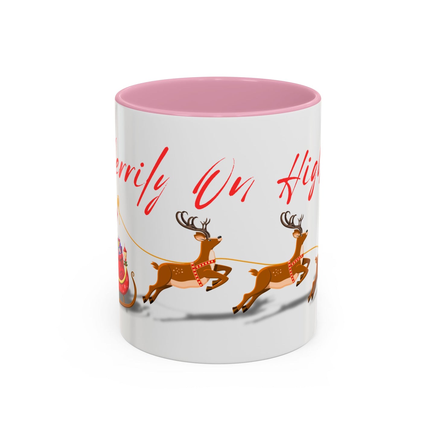 Merrily On High! Santa & Reindeer Mug