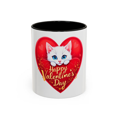 Adorable White Kitten Valentine's Day Mug – Cute & Romantic Gift (11oz)