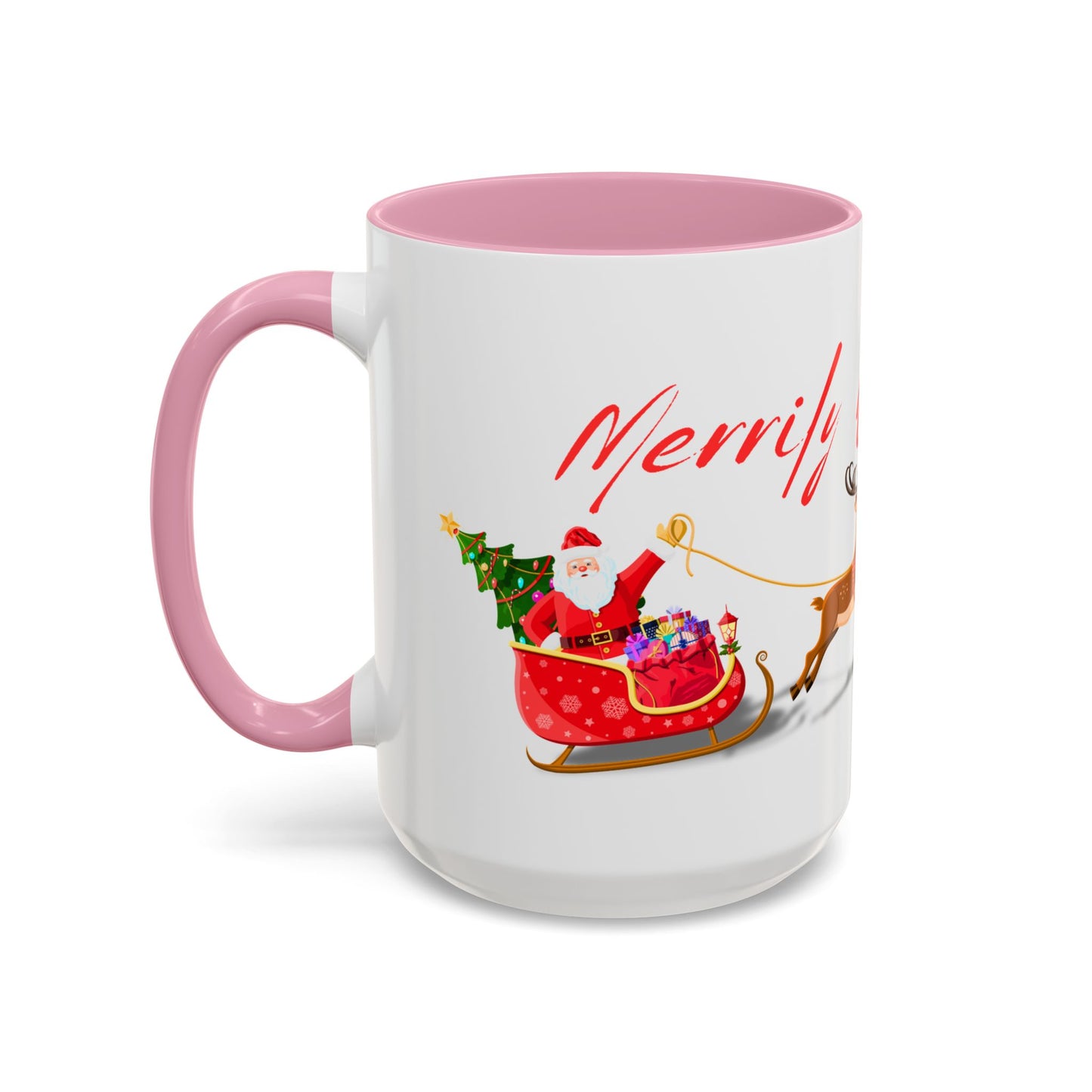 Merrily On High! Santa & Reindeer Mug