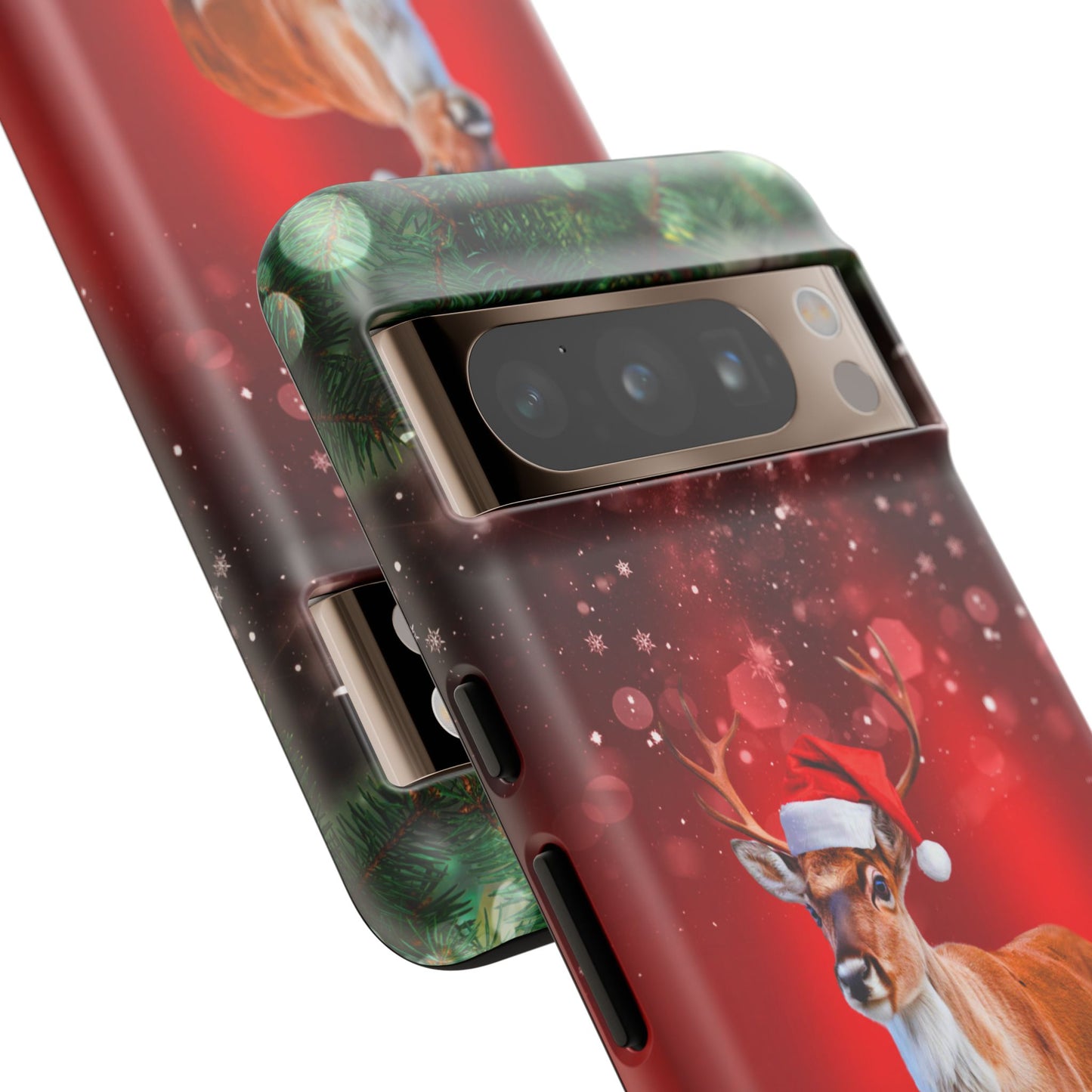 Festive Reindeer No.1 – Santa Hat with Holiday Lights Design for iPhone, Samsung & Google Models