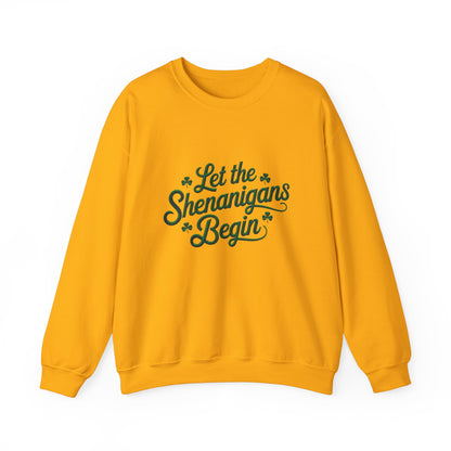 Gildan 18000 Unisex Heavy Blend™ Crewneck Sweatshirt - Let the Shenanigans Begin St. Patrick’s Day Design