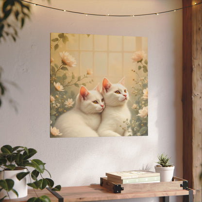 Chatons en chocolat blanc : Impression giclée d'art floral d'hiver serein
