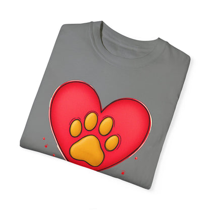 Comfort Colors 1717 Unisex Garment-Dyed T-shirt - "You’re Pawfect!" Adorable Heart and Paw Valentine's Day Design [Color Set 2]