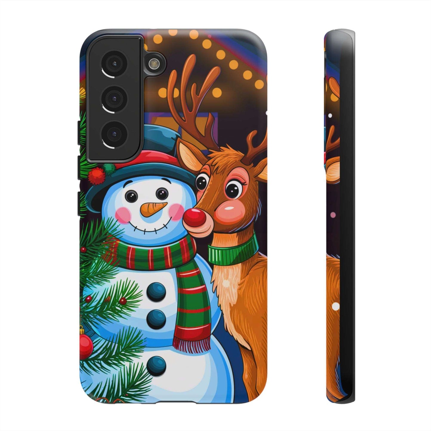 Festive Snowman and Reindeer Christmas Phone Case