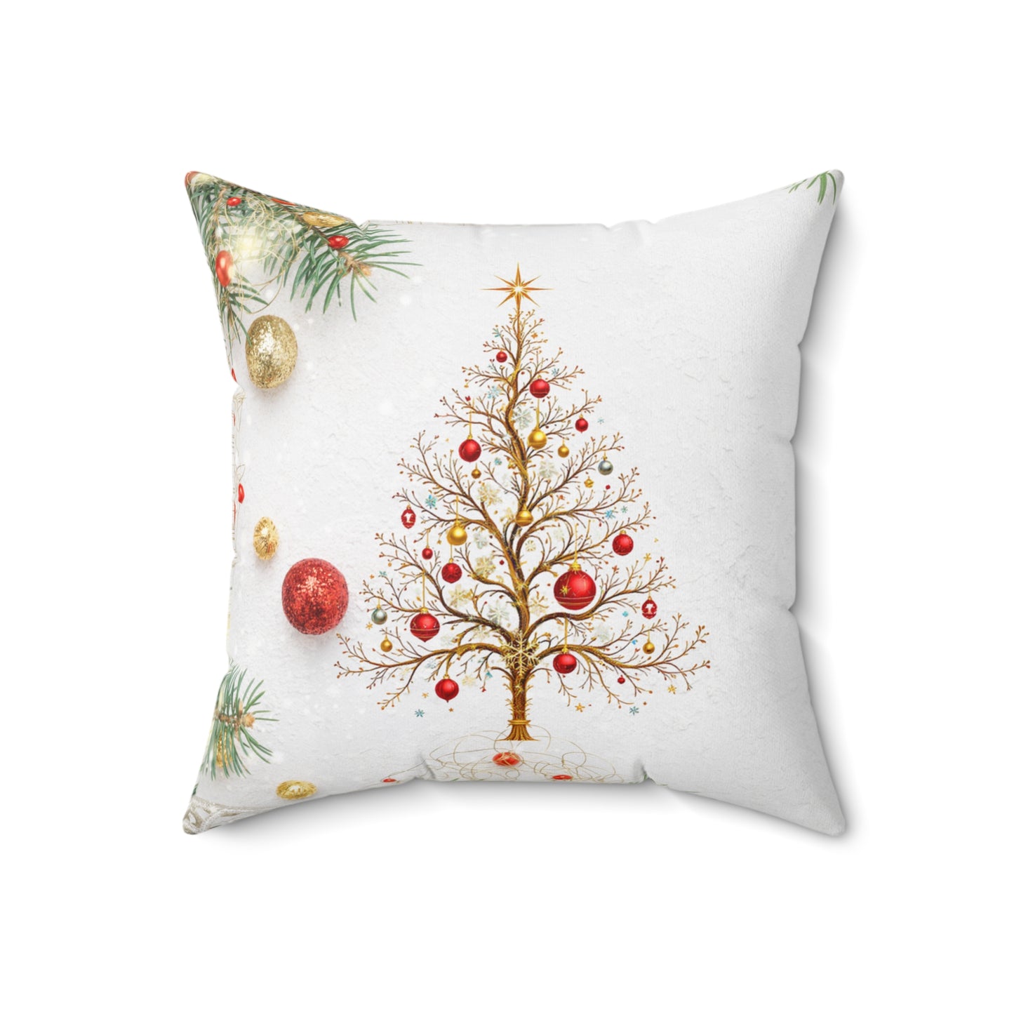 Elegant Christmas Tree Pillow – Minimalist Golden Holiday Charm