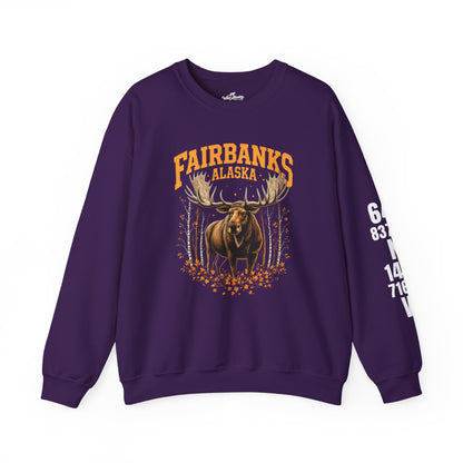 Fairbanks Moose Cotton Crewneck Sweatshirt | Wild Alaska Series Edition 🦌🍁